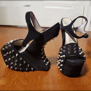Reverse Wedge Platform Heels with Spikes, 7 1/2" Heel, 3" Platform, Size 10
